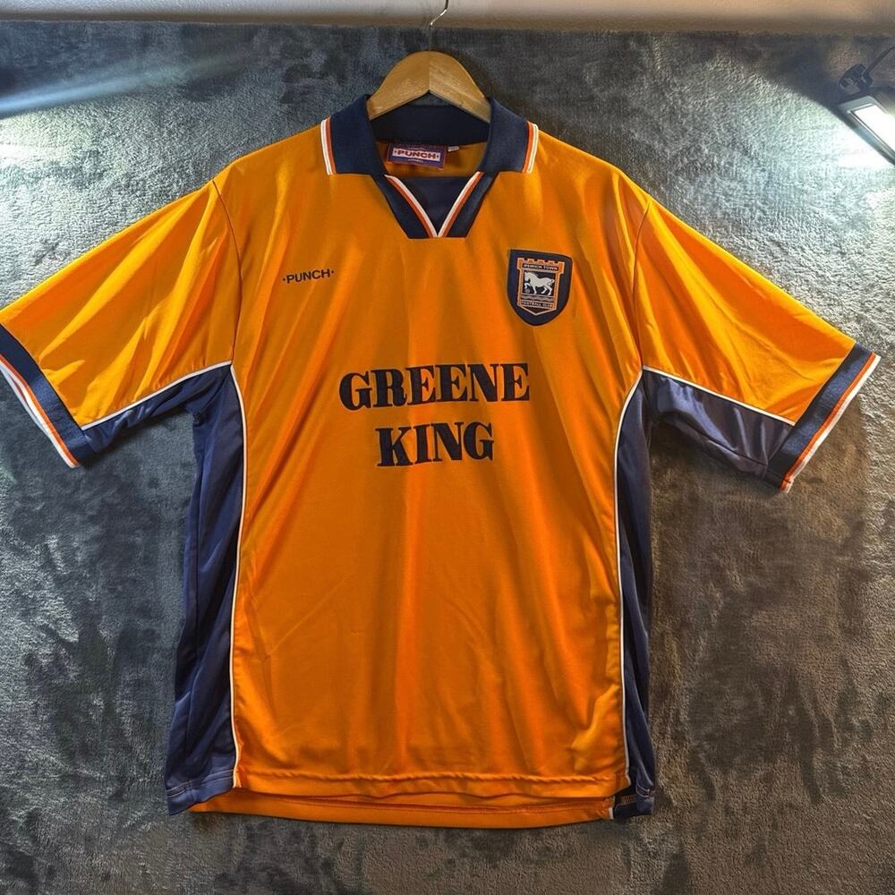 VTG 1998 Punch Ipswich Town Official Away Kit/Jersey Men’s Large Orange/Blue